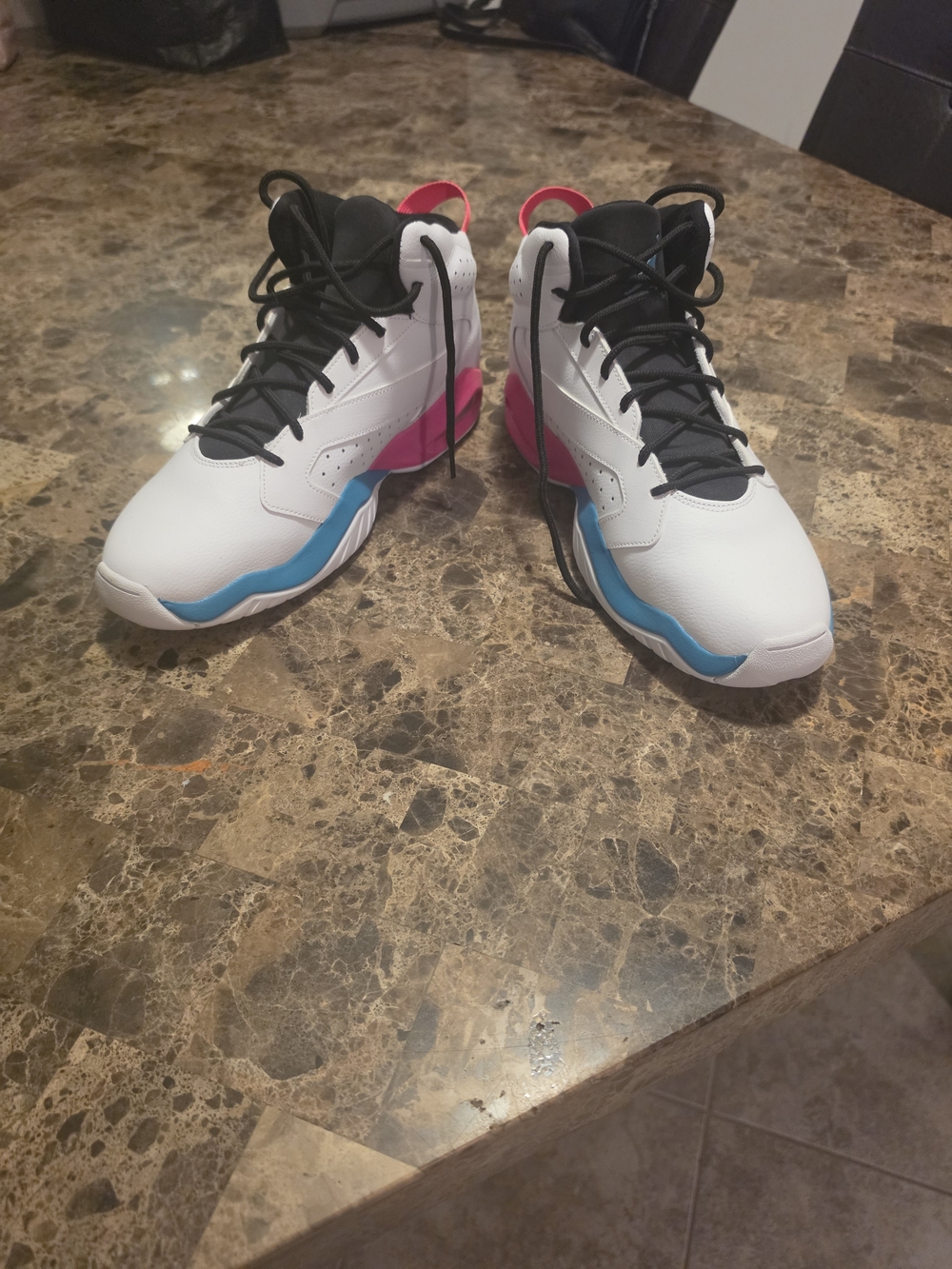 Jordan Men White, Black, Blue & Pink High-Top Sneakers
